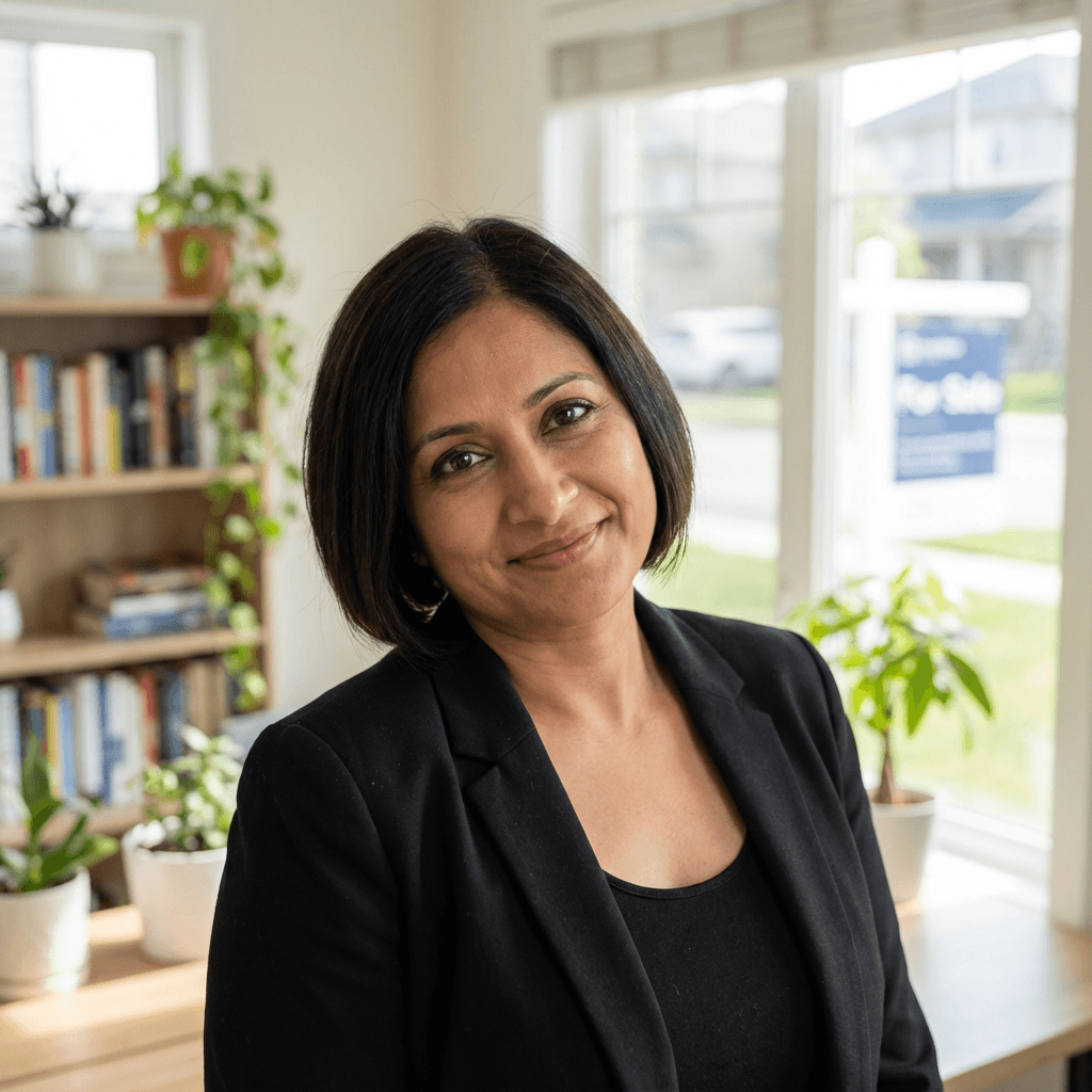 Female homeowner in her early 40s, Hispanic, warm friendly demeanor appropriate for local resident