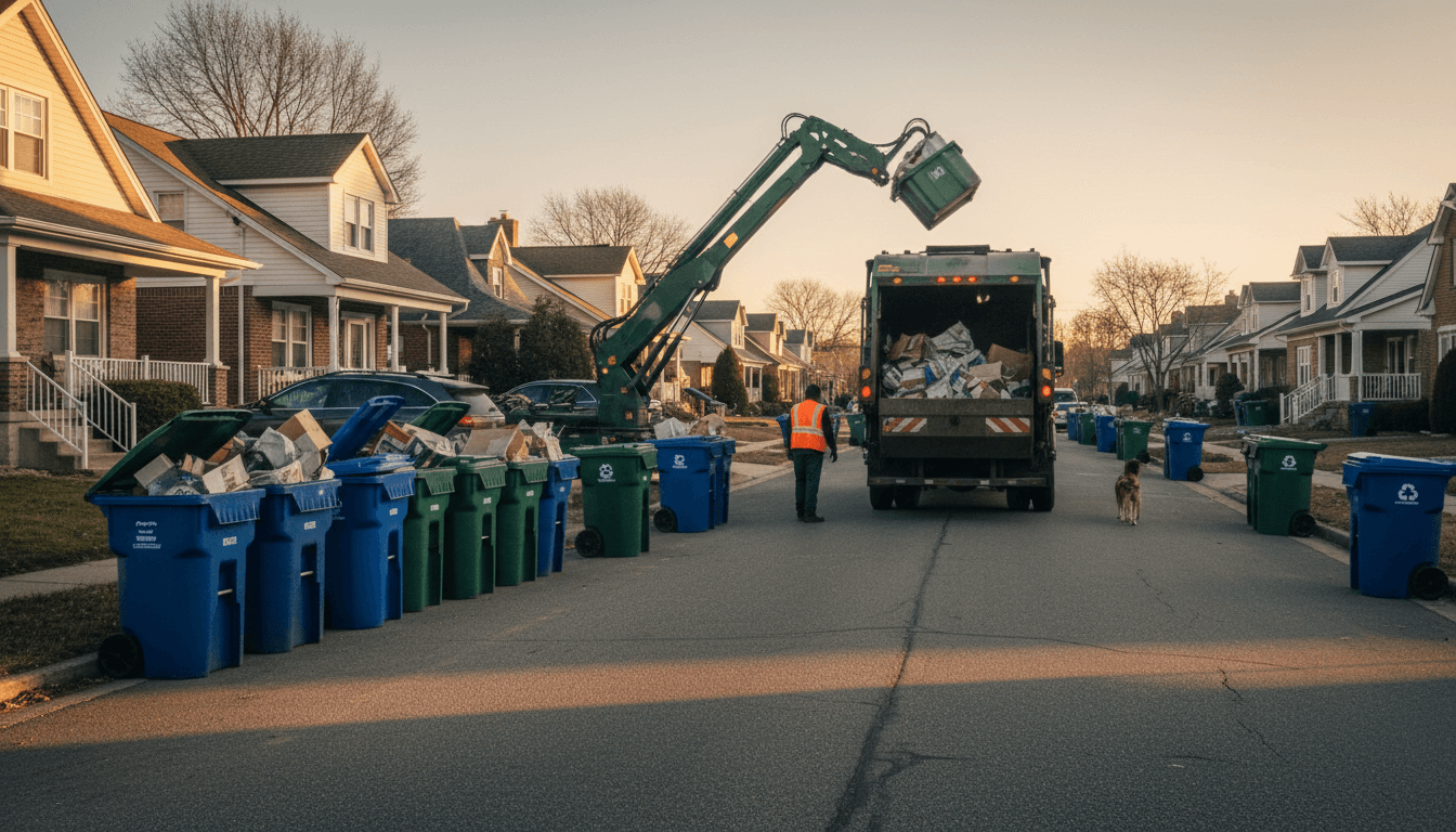 Trash bin on the curb